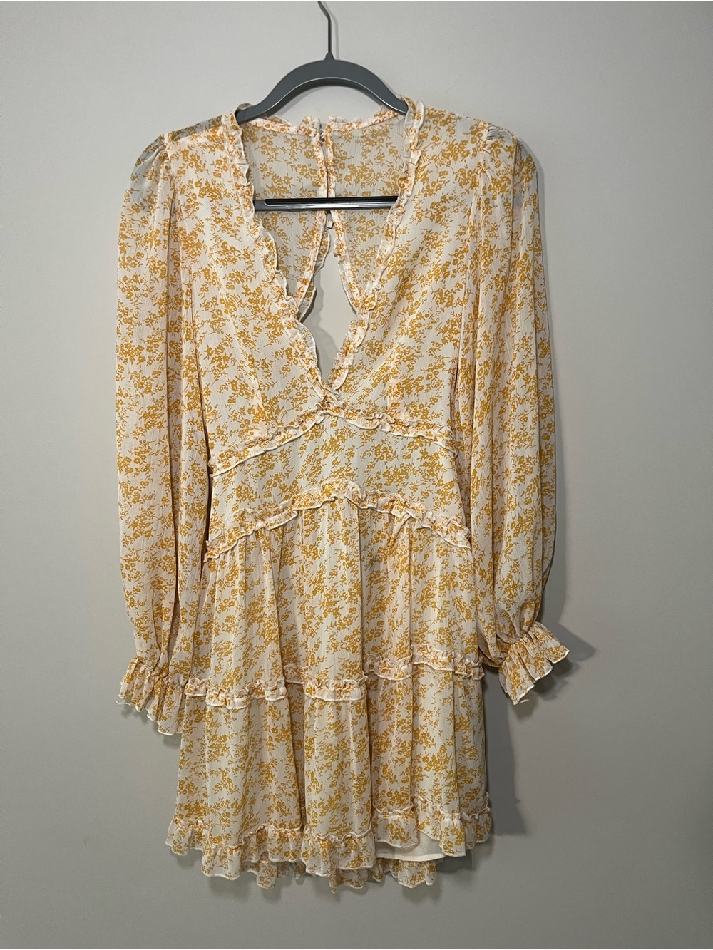 Windsor Yellow Floral Ruffle Tiered Dress